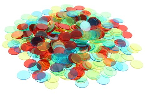 OFFIGAM Jetons de Bingo Plastique Transparente pour Jeu de Comptage et Cartes Accessoires de Jeu Bingo pour Garçon Fille et Adultes Couleur Aléatoire Couleur Aléatoire