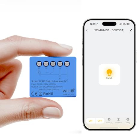 WLAN Smart-Schalter-Relais mit Potentialfreie Kontakte, 1 Kanal, 16A, Lichtschalter, Garagentoröffner, Smart Home, Zeitschaltuhr, Alexa & Google Home, Kein Hub Erforderlich, Tuya/Smart Life-App