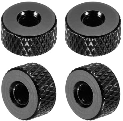 QUARKZMAN 4 Stück Aluminiumlegierung Rändelmuttern M4 x 10 x 5mm, Befestigung Rändelmutter Metall Griffmutter Gewindeadapter für Elektronisch Geräte Industrie Maschine Baugruppe, Schwarz