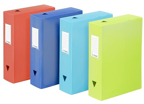 Viquel - Förpackning med 6 FEEL'EASY plastarkivlådor – arkivlåda med stor kapacitet – CLASS DOC-förvaringslåda – 8 cm baksida – 4 färger