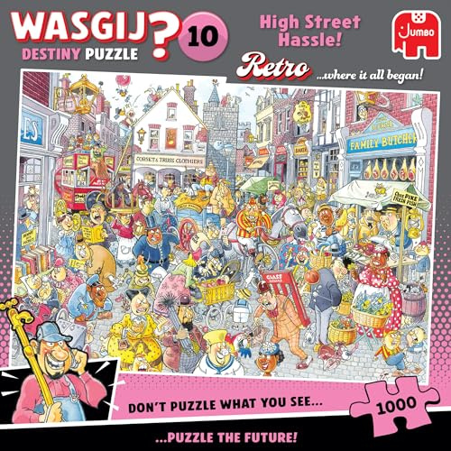 Wasgij Retro Destiny 10, High Street Hassle, 1000 Piece Adult Jigsaw Puzzle | Challenging, Brainteasing, Funny 1000 Pc Adult Puzzle - Large FSC Certified Jigsaw - Birthday & Christmas Gift - 68 x 49 cm