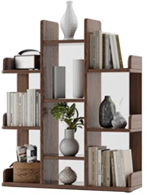 Libreria ad Angolo in Legno Massello, Libreria da, Porta Libri ed Espositore, Adatto for Riporre Libri e Riviste in un Ufficio Domestico(Color 1,3-tier)