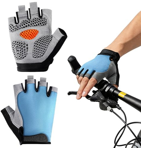 ZAHRVIA Gants de Cyclisme Homme Femme Demi-Doigts - 6mm Rembourrage Antichoc Gants VTT avec Tissu Maille Papillon Respirant, Gants de Vélo Antidérapants pour Route, MTB, Fitness