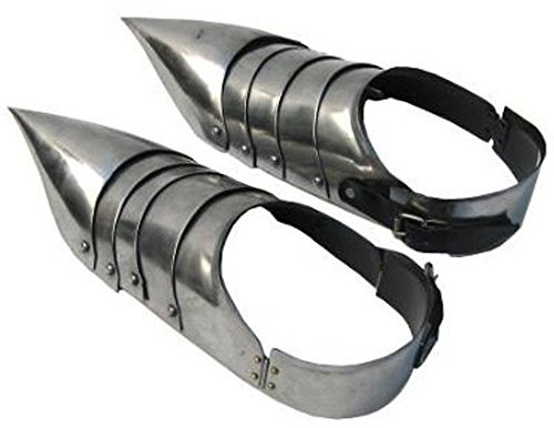 India Overseas Trading Scarpe da Armatura Gotica in Acciaio – Un Paio – Replica indossabile Costume Armatura