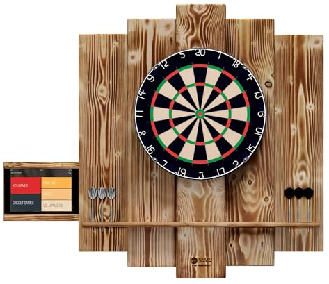 WDS Darts Sports Wooden - Bersaglio per freccette Surround | Protezione da parete e supporto per tablet | (Catchring, bordo freccette) - (senza supporto per tablet, colore: bianco)