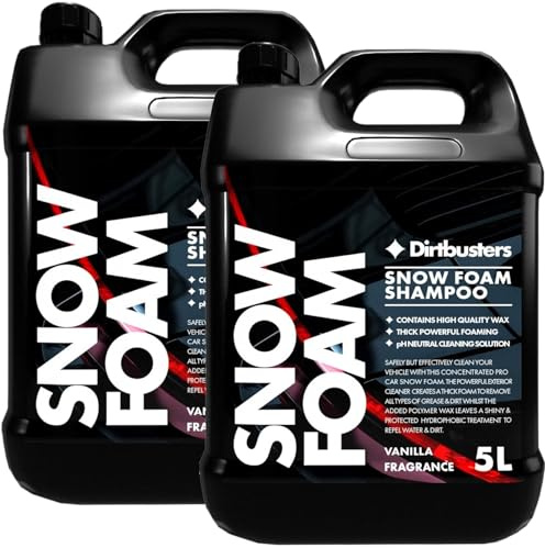 Dirtbusters Snow Foam Car Shampoo And Wax pH Neutral, Powerful Thick Foam Pre Wash Car Cleaner, Non Caustic, Suitable For Cleaning All Vehicle Paint Work Exteriors, Vanilla (2x5L)