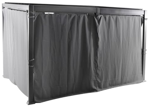Hespéride - Kit 6 Rideaux Ardoise pour Pergola Avila 4x3 m - Polyester Déperlant, Opaque, Vendu sans Structure - pour Fermer Tonnelle, Jardin