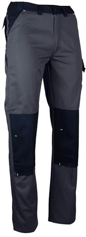 LMA Sulfate Pantalon de Sécurité Pantalon de Protection Multipoche - Norme EN 14404 niveau 1 - Transfert Rétroréfléchissant - Gris Sombre et Noir - Taille 52