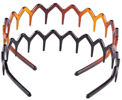 Lot de 2 serre-têtes en plastique noir et marron pour femmes et filles - Peigne à dents en résine - Accessoire de beauté pour porter au quotidien