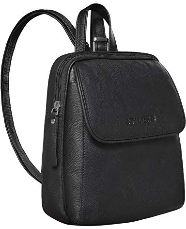 STILORD Valentina Vintage Damenrucksack Klein Leder Daypack Rucksack für Frauen Rucksackhandtasche für City Ausgehen Shopping Damen Tagesrucksack Echtleder Farbe:schwarz