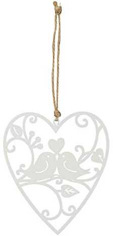 Cartel de corazón 10 x 12 cm, decoración de jardín, cartel para puerta, color blanco, cuadro decorativo para jardín, idea de regalo