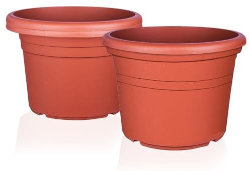 BigDean 3X Blumentopf Ø 40 cm Terrakotta Kunststoff Pflanztopf 40 x 28 cm