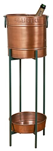 Champagne Bucket Copper Ice Cooler On Stand with Bar Serving Tray Dinner Party Entertaining Wine Bucket Ice Tub Accessory Kitchen Dining Room Wine Bottle Cooler