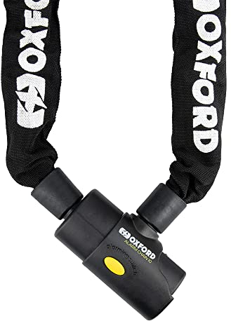 Oxford 1 1.2m Alarm 10 10mm Square Link General Purpose Chain Lock Motorcycle/Bicycle Security, Black