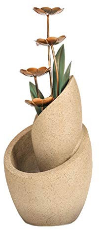 HTian Fontaine INTORD Fontaine Tiered Copper Fleurs Fontaine décorative Moderne Fontaine d'eau de l'eau à l'extérieur 28,7 High Cascade for Jardin Jardin Patio Maison Zen Méditation Cascade