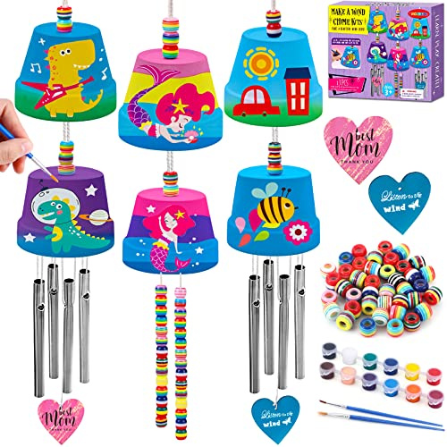 vamei Kit de Carillon Éolien Kit d'Artisanat pour Enfants Carillons Éoliens Bricolage Faire Carillons à Vent Jouet Créatif avec Tiges de Carillon Éoliens Cadeau Créatif Enfant 3+
