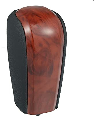 X AUTOHAUX Car Automatic Gear Stick Shift Knob for Toyota Land Cruiser Prado 2009-2017 for Lexus GX460 2010-2019 Black Faux Leather Wood Grain Red Brown Short
