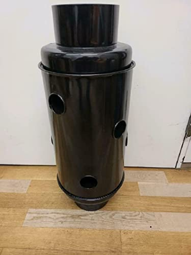 Avgasvärmeväxlare, varmluftsväxlare, rökgaskylare, 13 cm, svart, rökrör, ugnsrör, kaminrör, spara energi, enkel rengöring, enkel installation, avgasrör, dämpare av stålplåt (ø 130 mm)
