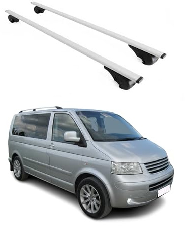 OMAC Dachträger für VW T5 T6 T6.1 Transporter Multivan Caravelle Stahl Grau | Abschließbar, bis 75 kg Traglast, Querträger, Grundträger