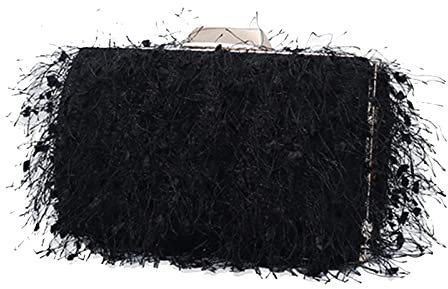 CORIOS Pochette da Sera Donna con Catena - Borsa a Spalla/Tracolla Elegante per Sposa, Cerimonia, Cocktail, Festa, Ballo - Nero