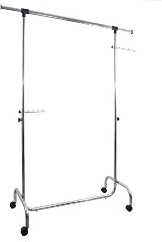 GERSO Profi Kleiderständer 100 cm mit Auszügen & Schwenkarmen – höhenverstellbar 128–187 cm – rollbarer Garderobenständer für maximale Kapazität – stabil bis 50 kg