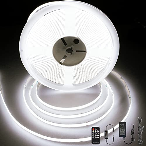 BERIXDEEP COB LED Streifen 10m, 384 LEDs/m, 24V, Kaltweiß, 6000K | Dimmbar LED Strip für Wohnzimmer, Küchenschrank, Vitrinen, Bettgestell, Beleuchtung, Raumbeleuchtung, CRI 92+, 8mm, 95lm/w,