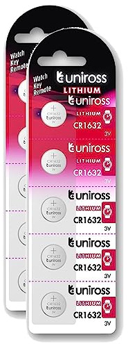 Uniross Pack de 2 x 5 Piles Lithium CR1632, 3V