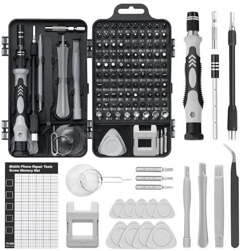 Set Cacciaviti Precisione 122 in 1 per riparare telefoni, modelli fai-da-te, smartphone e laptop. Utile e completo per varie applicazioni.