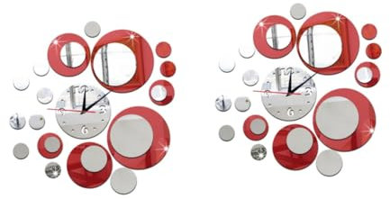 Amosfun 2stücke and Circle Kristall Spiegel Wanduhren Aufkleber Acryl Spiegel Wanduhr Für Modernes Wohnambiente Geräuschloses Design Einfach Anzubringen Und Rückstandslos Ablösbar