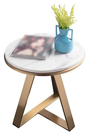 Exquisite Nachttische, Balkon-Couchtisch, einlagiger runder Beistelltisch aus Metall, Lounge, Wohnzimmer, Schlafzimmer, Sofatisch, Hotel-Nachttisch, Korbtisch (Farbe: A, Größe: 50 x 50 x 40 cm)