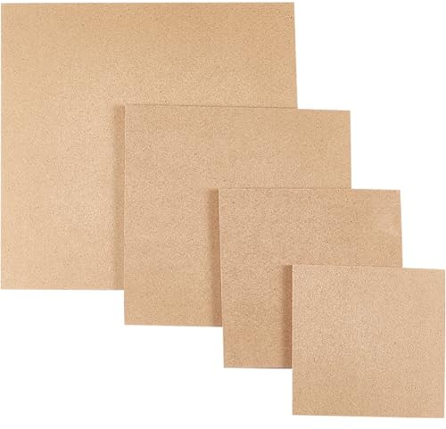 craspire 4 Größen, Quadratische MDF-Holzbretter Zum Basteln, 3 mm Dick, Mitteldichte Faserplatte, Holz-MDF-Platte, Spanplattenplatten Für Ton, Trockenbrett, Fotorahmen, Malerei