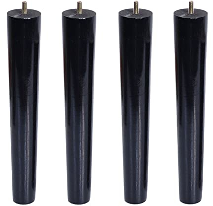 Generisch Set mit 4 Holzmöbelbeinen, konischen Sofabeinen, Tischbeinen, massivem Holz, Schwarze Ersatzfüße für Couch, Schrank, Stuhl, Kommode, mit M6-Schraube und Anti-Rutsch-Schutz (70 cm