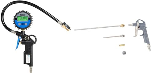 Güde 2823 Digital Reifenfüller 11 E & BGS 3215 | Druckluft-Ausblaspistole | Alu-Druckguss | mit 3 Düsen 25-100 - 200 mm | Druckluftpistole