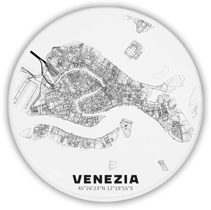 Letshelter | Appendino in Ceramica per scaldasalviette e termoarredo a con la Mappa di Venezia Realizzato artigianalmente in Italia - Si installa Direttamente al radiatore