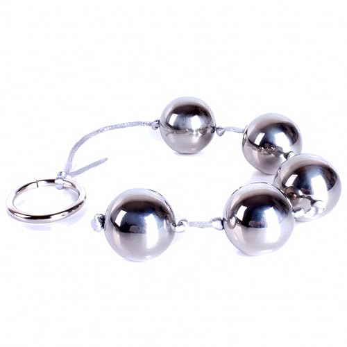 Metal Anal Beads Butt Bead with 5 Anal Pull Balls String Rope BDSM Fetish Anal Couples Flirting Vaginal Balls Anal Trainer Adult Sex Toys SM Sex Love Tools for Men Women(Silver)