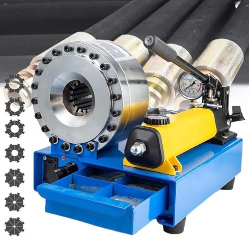 RESKIU Utensile per Crimpare Tubi Idraulici Portatile Pressa per Pressa per Tubi Portatile Pressa per Tubi Macchina per Crimpatura Idraulica Ad Azionamento Manuale Ad Alta Pressione con 7 Stampi