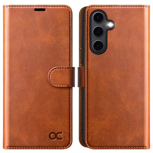 OCASE for Samsung Galaxy S24 FE Case, Premium PU Leather Wallet, Brown | RFID Blocking, Card Holders, Kickstand, Shockproof TPU Inner Shell, Flip Phone Cover for Galaxy S24fe 5G 2024