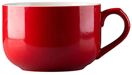 Suppenschüsseln aus Keramikporzellan, große Kaffeetasse, Suppentasse, mikrowellen- und spülmaschinenfest, Müsli, Dessert, Salat, Tee, Milch, Haferflocken, rot, 750 ml