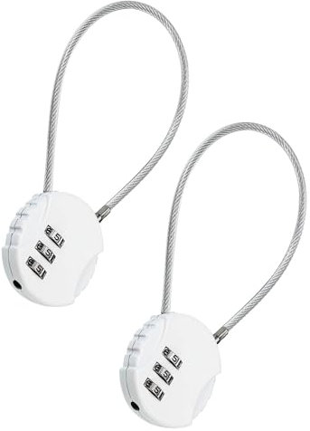 TOP-VIGOR Lot de 2 cadenas à combinaison de 20 cm, 3 chiffres étanches et réinitialisables avec câble métallique, cadenas antivol de 20 cm pour bagages, casier, clôture, boîte à outils, sac à dos,
