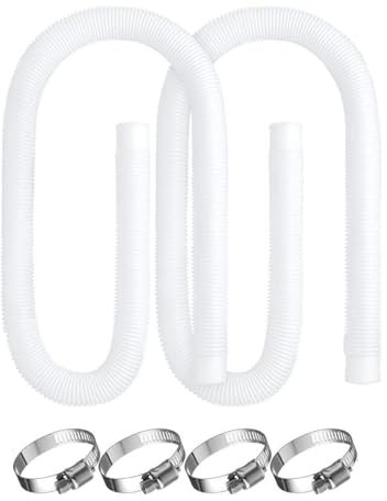 2Pcs Ø32mm Tubo di Ricambio per Pompe Filtro, 1.5m/59in Tubo per Piscina Fuori Terra con 4 morsetti metallici per Intex 330GPH, 530GPH e 1000GPH