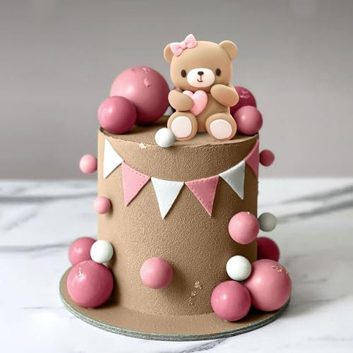 JeVenis Decoración de pastel de oso de peluche, marrón, 16 piezas, baby shower, fiesta de cumpleaños