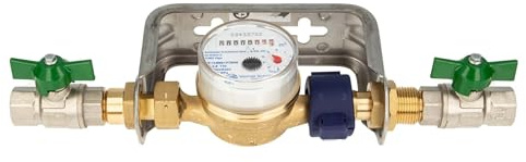 Einstrahlzähler ETK Kombi-Set (Kaltwasser) bis 30 Grad Länge 110 mm, inkl. Bügel Edelstahl, Kugelhähne 1/2 Zoll, Plombierschelle