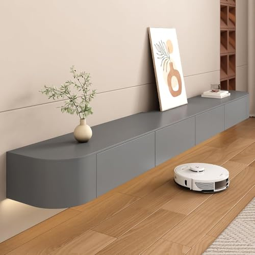 Aipunlus Wandmontierte TV-Schrank, Wand-TV-Schrank, Hängendes TV-Board, Schwimmender TV-Hängeschrank mit Türen in Medien-Wandeinheit, TV-Konsole für Wohnzimmer und Büro (Grau, 140cm)