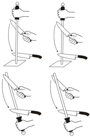 Mikinona Affilacoltelli in Acciaio Diamantato Avanzato Da 12 Pollici Per Cucina Macellaio Chef Impugnatura Ergonomica in Gomma