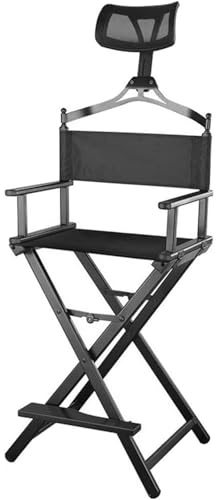 Silla De Artista De Maquillaje con Reposacabezas, Silla De Director Plegable Portátil para Profesionales, Marco De Aluminio, para Artistas De Maquillaje, Directores Soporta hasta 330 Libras C