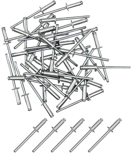 Rivets Aveugles en Aluminium avec Large Tête 4mm x 12mm, Paquet de 50 Rivets Pop Solides et Résistants, Idéal pour Riveteuse, Bâtiments, Nautisme et Automobile