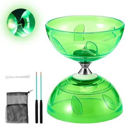 XUXLEKK Diabolo Cuscinetto a Sfera Kit Giocoleria Triplo Cuscinetto Diabolo Luminoso per Bambini Adulti Principianti Professionali