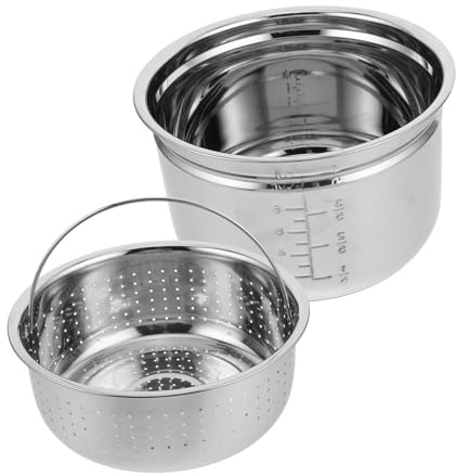 BIUDECO Cuve Inox pour Cuiseur Électrique avec Panier Vapeur Amovible Drainage Facile et Contrôle de Sucre Polyvalente pour Riz Soupe et Cuisson Vapeur