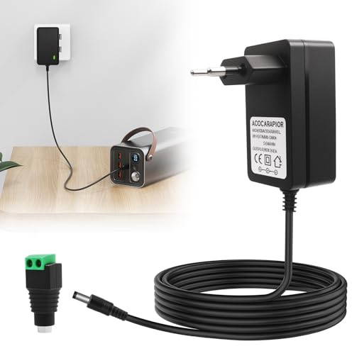 12V 2A Adaptateur Alimentation pour Bandes LED, 1.2M Transformateur AC 100-240V, Universel Adapter d'alimentation 5.5mm X 2.1mm pour Caméra CCTV Routeurs Haut-Parleurs et Autres Électroniques