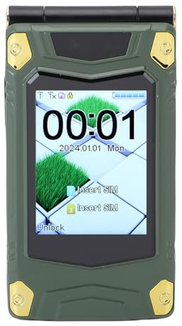 XUMIUZIY Flip Seniors Phone, Smart Cell Teléfono de Celda Inteligente de Pantalla Dual 2G Long Standby Dual Sim para Personas Mayores, de Transmisión de Voz, Marcación Rápida, con (Green)